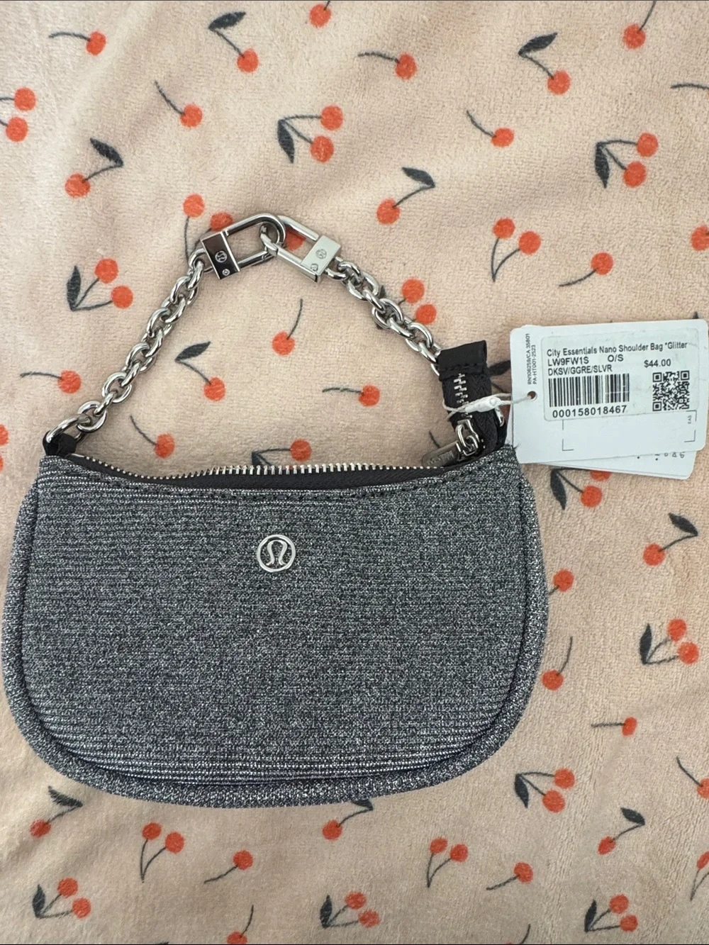 Sparkly lululemon athletica Mini Shoulder Bag in Gray with Silver Chain